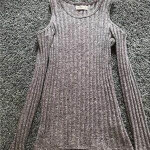 Purple Ribbed Knit Sleeveless open shoulder Top